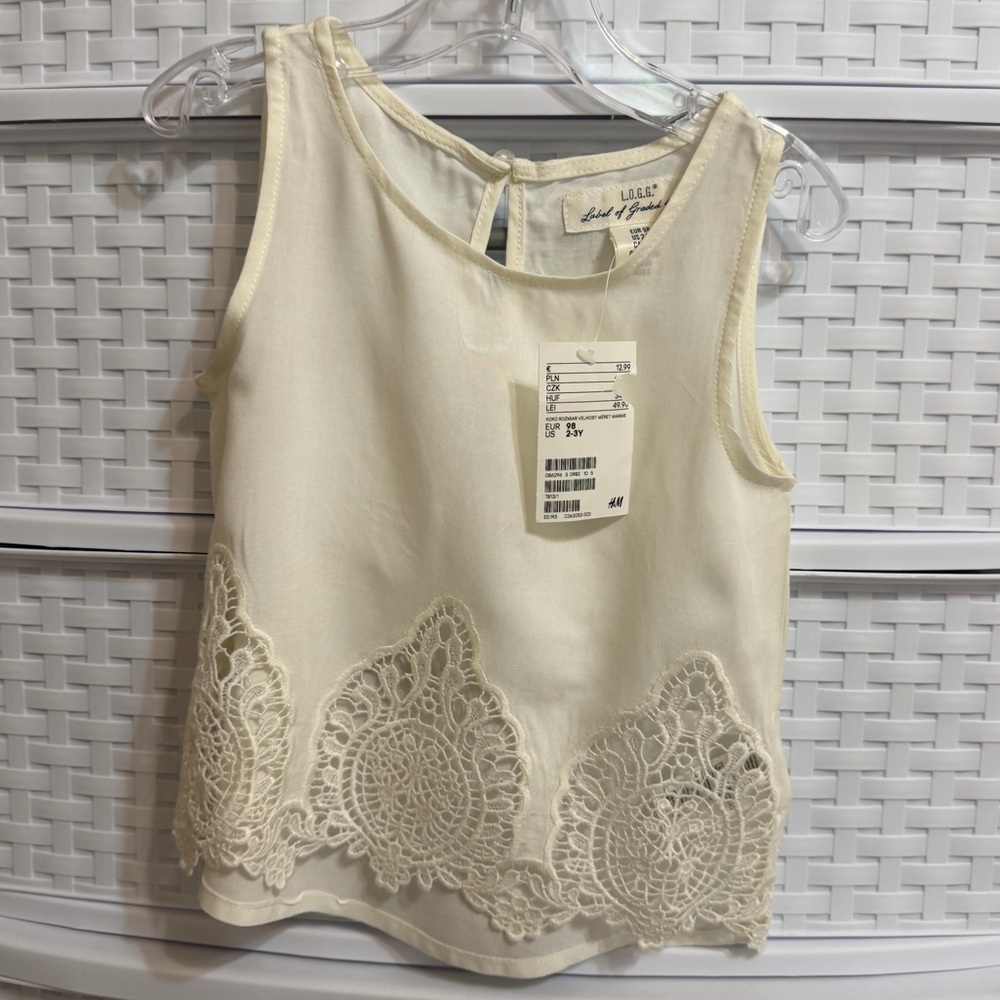 H&M Cream Lace-Trim Sleeveless Camisole